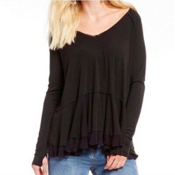 Rare! [We The Free ✵ People] Long Black Swing Tee + Tunic Top | Oversized Medium - Picture 14 of 15